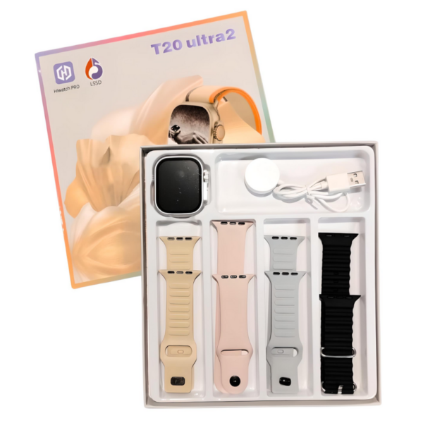 T20 Ultra 2 Smartwatch Latest With 4 Stylish Straps Watch series 9 Gesture Operation Bluetooth Call Fitness
