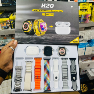 H20 Ultra Smart Watch 10 in 1 Set Limited Gold Edition With Free Airpods and Gold Steel Chain Strap
