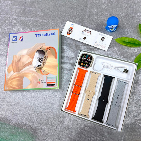 T20 Ultra 2 Smartwatch Latest With 4 Stylish Straps Watch series 9 Gesture Operation Bluetooth Call Fitness