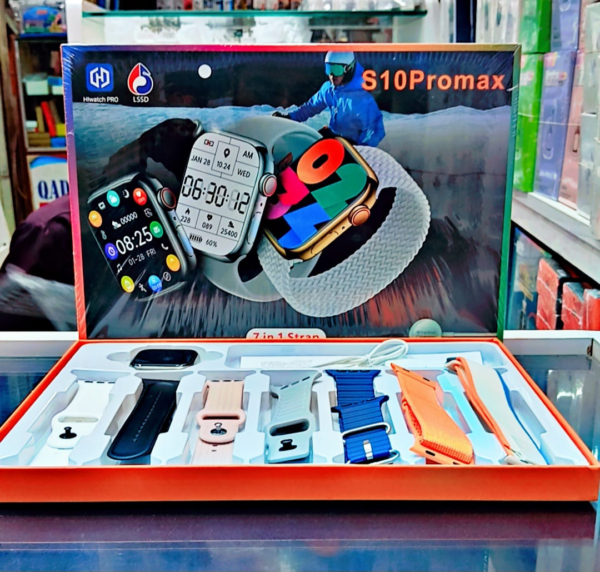 S10 Pro Max Smart Watch with 2" Full Touch HD Screen and Magnetic Wireless Charging 7 in 1 Straps