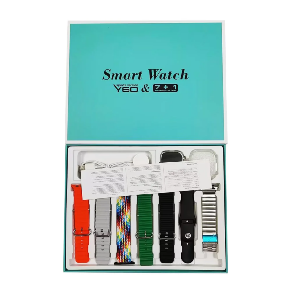 Y60 Ultra Smart Watch Smart with 7 in 1 Straps with Silicon Proctive Case and Steel Chain Strap