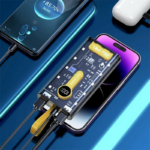 Power Bank 20000mah 66W Transparent Fast Charging PD 22W External Battery Charger With 10 LED Built-in Tourch